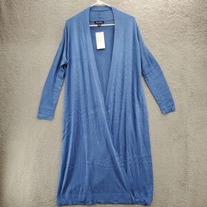 Roaman's Fine Gauge Duster Cardigan Sweater Women's Size 12 S Blue NWT